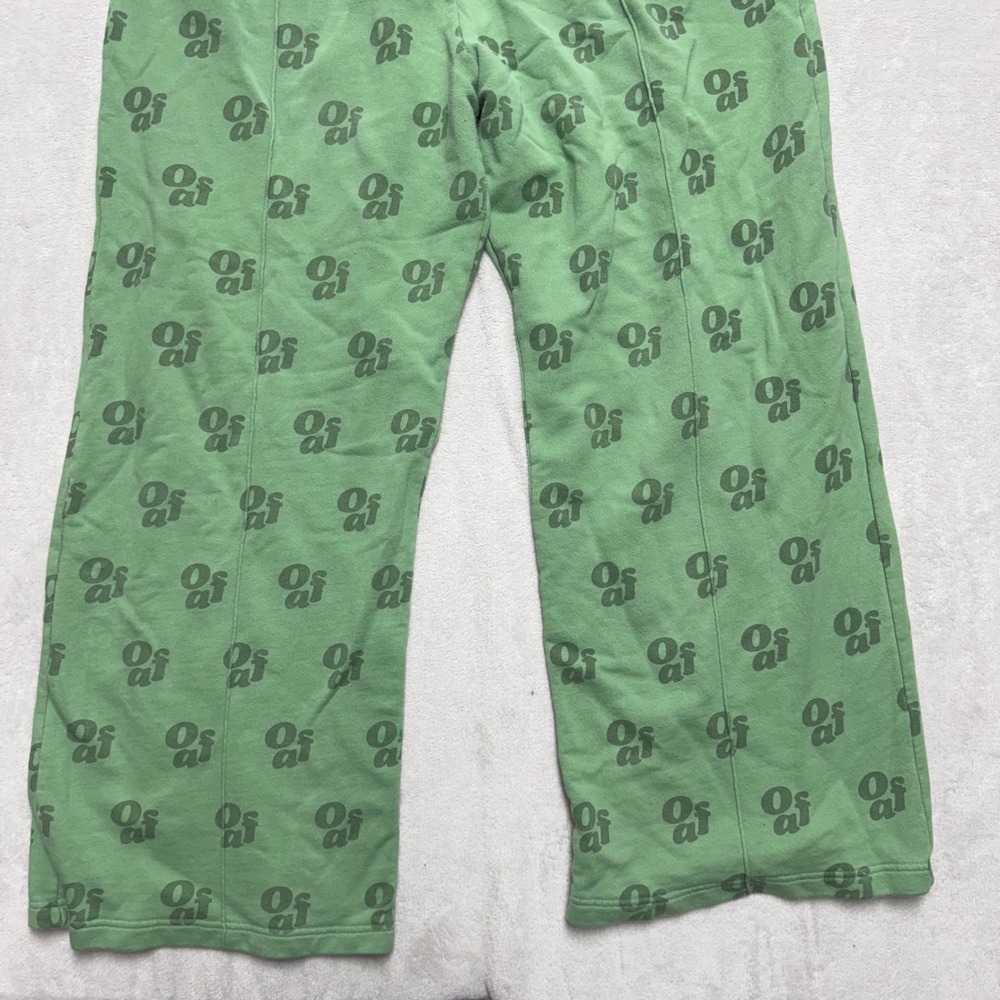 Lazy Oaf Green Oaf Logo Print Wide Leg Sweatpants Joggers UK 18 US 14 - Picture 5 of 12